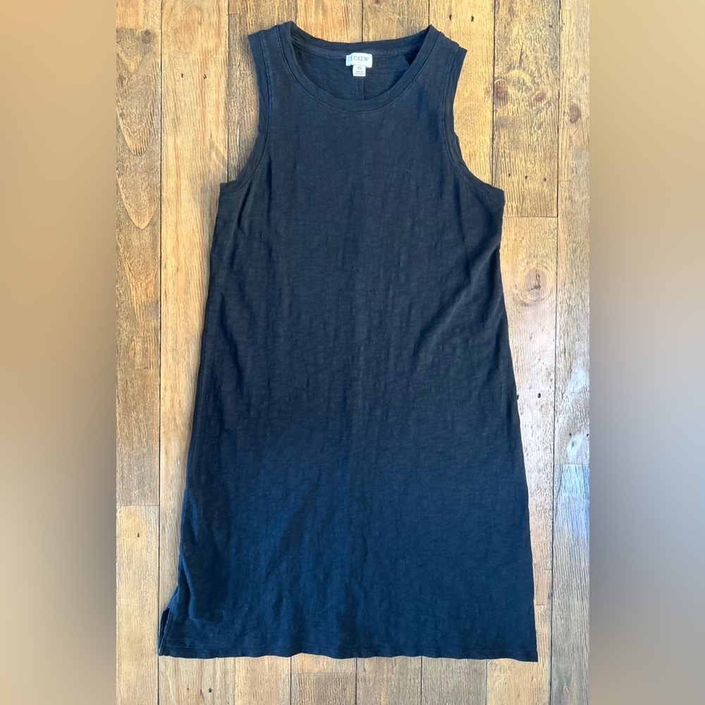 J CREW |  Black Sleeveless Shift Cotton Tank Dress Minimalist | Size XS - Picture 2 of 9